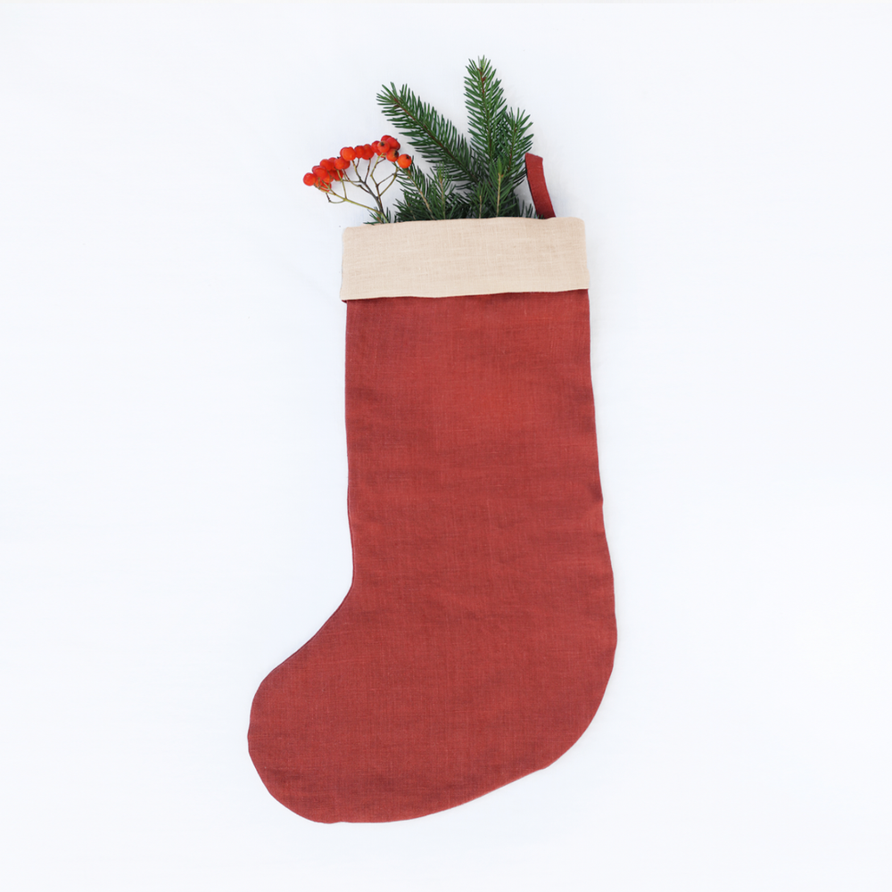 
                      
                        Small linen Christmas stocking
                      
                    