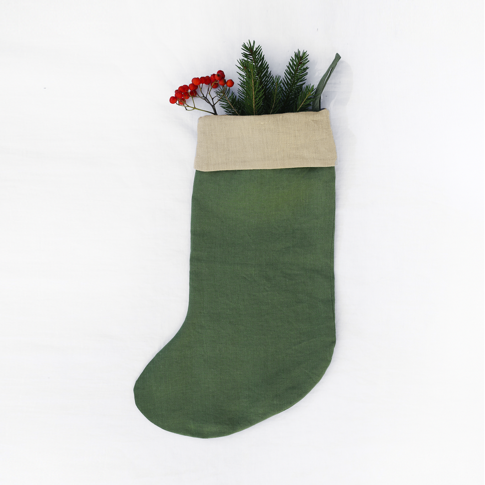 
                      
                        Small linen Christmas stocking
                      
                    