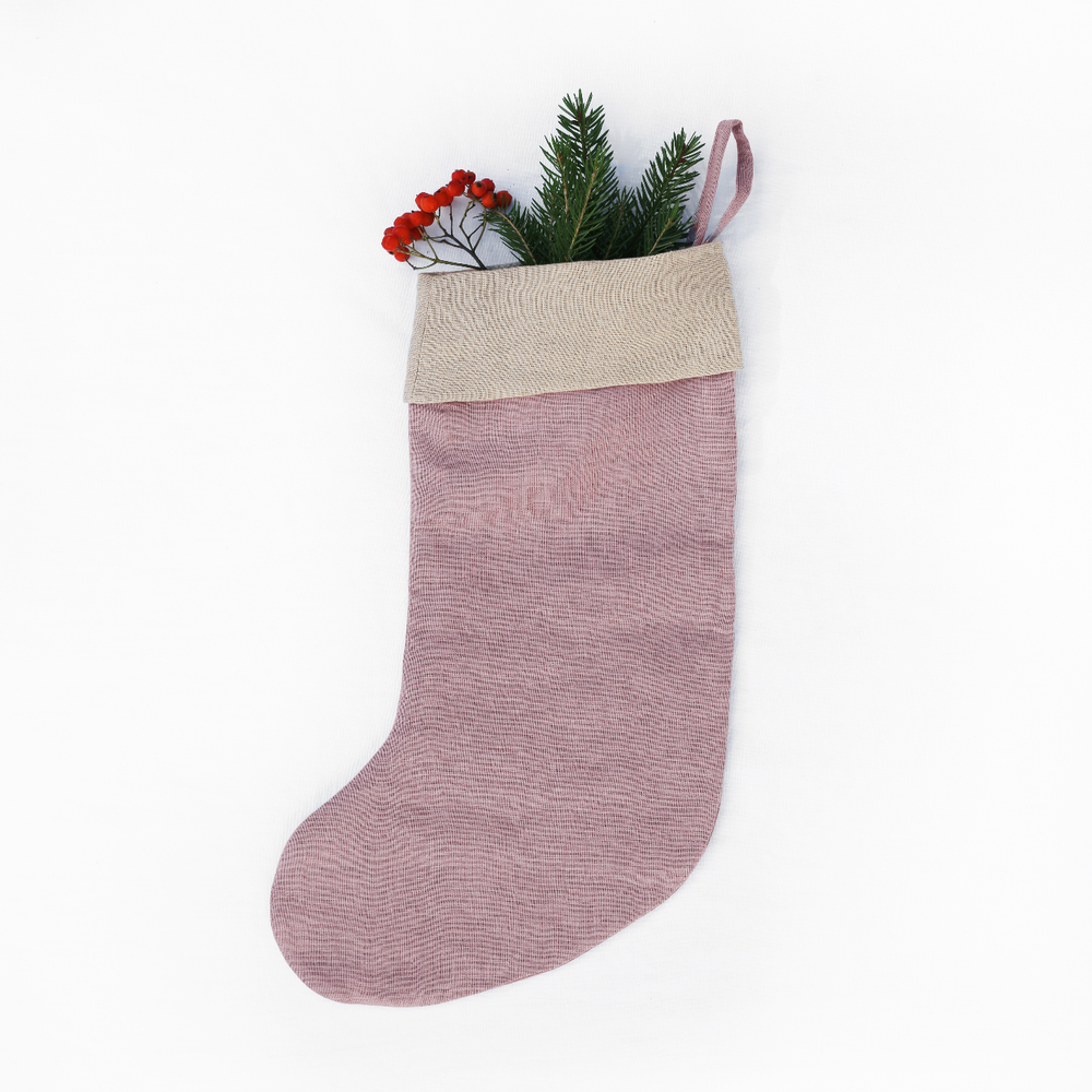 
                      
                        Small linen Christmas stocking
                      
                    