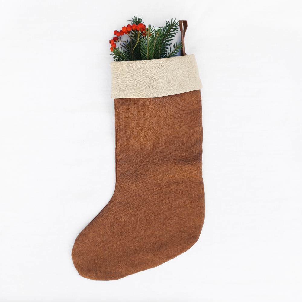 
                      
                        Small linen Christmas stocking
                      
                    