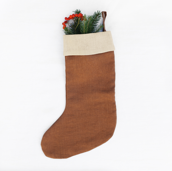 Small linen Christmas stocking